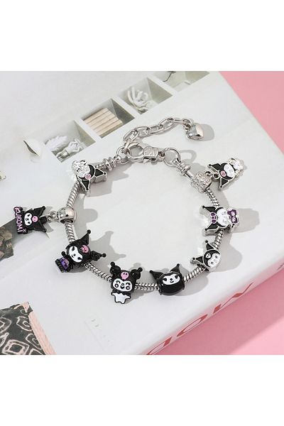Choice Kuromi Charms Bracelets Sanrio Cartoon Figure Pendant Hand Chains Cute Kuromi Beads Diy Bangles f...