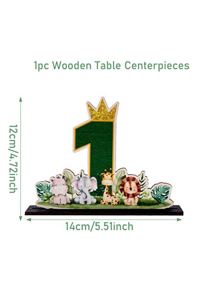 Choice ديكور حفلة عيد ميلاد للأطفال الأولاد من B Animal Wild One Wooden Ornam...