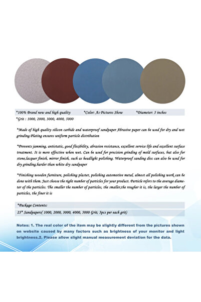 Vibra Tite 4 inch mixed 25 pcs 1/2/3/4/5/6 Inch Hook and Loop Sandpaper 25 Pcs Assorted 1000 /2000 /3000 /4000/