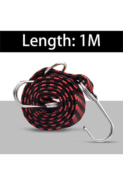 Choice حبل مطاطي أسود وأحمر بطول متر واحد لتثبيت الأمتعة، مزود بخطافات، مناسب...
