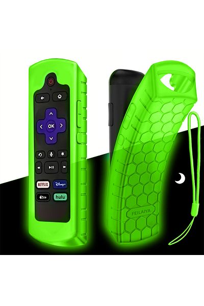 Choice Luminous Green Glow In The Dark Premium Silicone Universal Remote Control Cover With Lanyard Suitabl