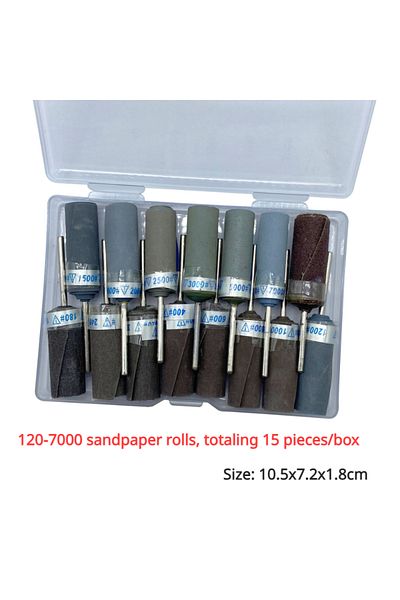 Choice 120-7000 15pcs Boxes 5pcs 120-7000 Cylindrical Sandpaper Rod Grinding Head, 2.35 Handles Used For Po