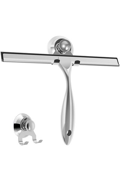 Choice Silver Stainless Steel Shower Squeegee With Suction Cup Window Glass Squeegee Multi-purpose Cleaning