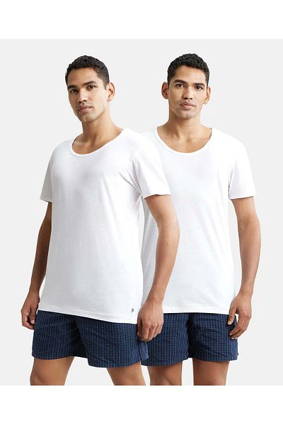 JOCKEY تي شيرت كلاسيكي عصري مقاس S/S، قطعتين، 8817-02، أبيض