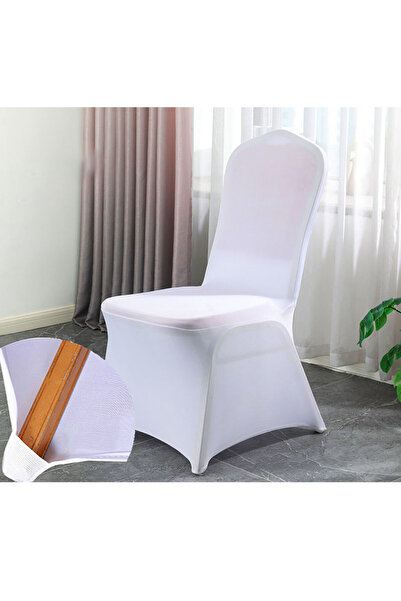 Choice غطاء كرسي أبيض سميك عالي المرونة، قطعة واحدة/5 قطع، مناسب لحفلات الزفا...