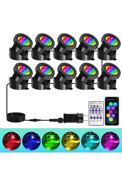 T-SUNRISE Uk Plug 10 Lights 2/3/8/10 Led Lights Waterproof Ip68 Underwater Fountain Pond Spot Light Landscape