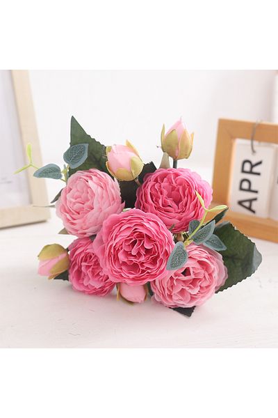 Choice Double Pink 30cm Rose Pink Artificial Flowers Silk Peony Bride Big Bouquet Indoor Wedding Home Party