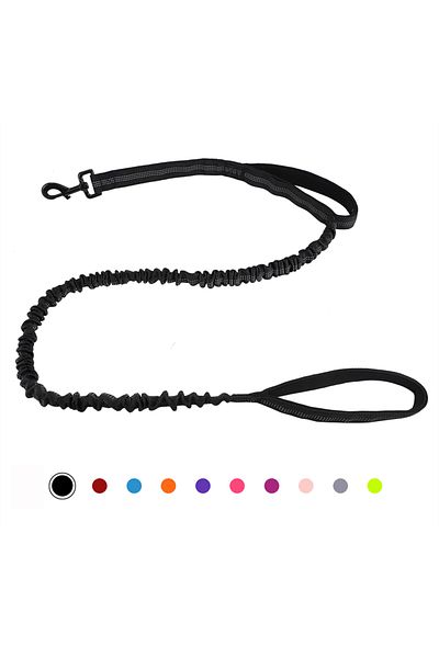 Choice Black Bungee Dog Leash, Heavy Duty Dog Leash With Shock Absorption, 2 Padded Handles Training Leash,