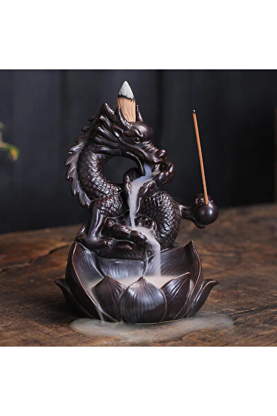 Choice مبخرة AQ54 فقط على شكل تنين لوتس سيراميك لتزيين المنزل، مبخرة شلال بخور بخور