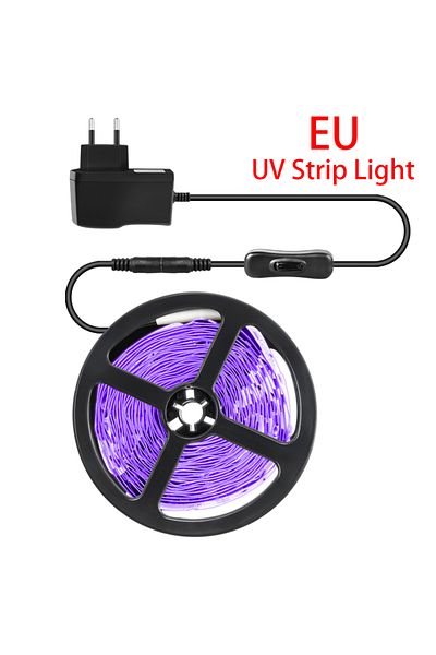 Vacamm 5m Eu Plug Dc 12v Uv Led Light Strip Flexible 2835 Smd 5m 10m 15m Diode Tape Lamp 385-400nm Black Li