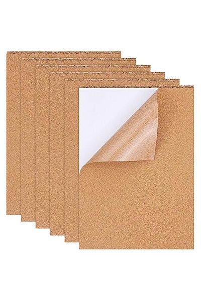 Choice 8 Pack Self-Adhesive Cork Sheets 1mm Thick A4 Rectangle Insulation Cork Backing Sheets for Coaste...