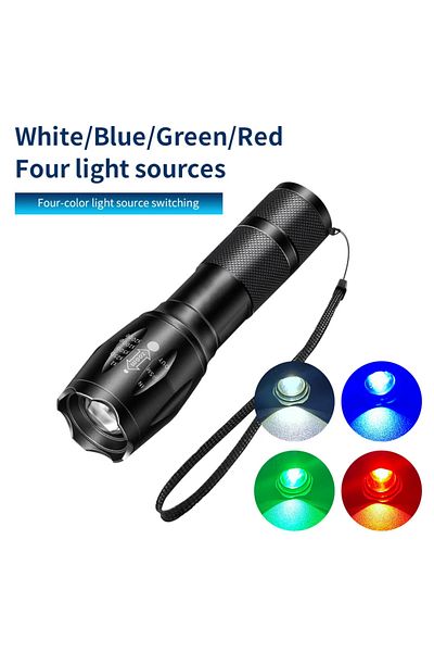 Choice Four Light Sources Led Aluminum Flashlight Outdoor Adventure Sports Emergency Flashlight Premium Bla