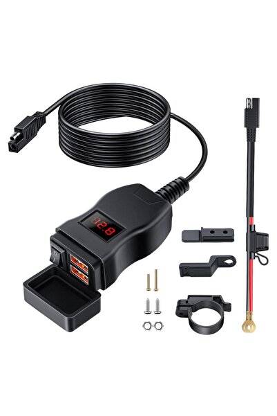 Choice4 شاحن دراجة نارية USB مقاوم للماء بتقنية QC3.0 من ريد كيو سي إكستراكمي...