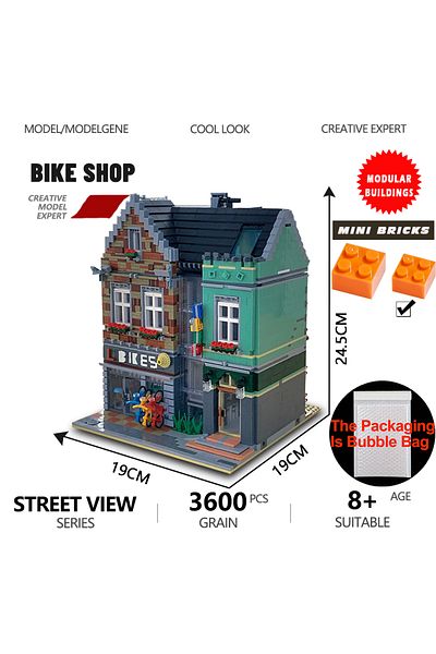Choice [Mini Bricks] Street View Model Building Blocks Square Post Office Corner Bike Shop Hotel Coffee ...