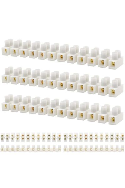 AOKIN 2p 10a H Type 10pcs 10pcs مجموعة كتلة طرفية، 7 قطع 12 موضع شريط طرفي مزدوج الصف كهربائي