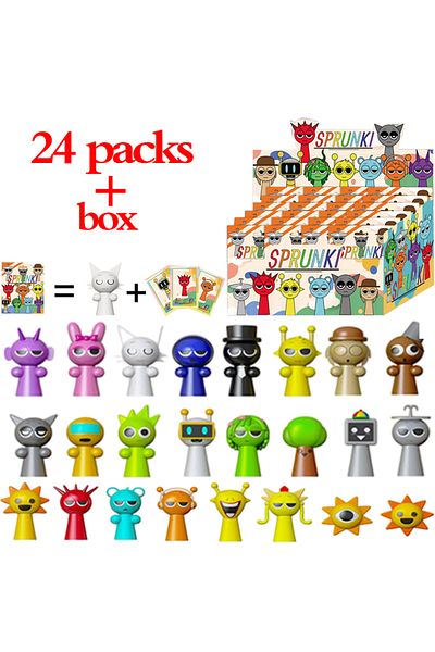 Choice 24pcs Anime Sprunki Blind box Figure mysterious Statue PVC model Doll desktop Decorative Decorati...