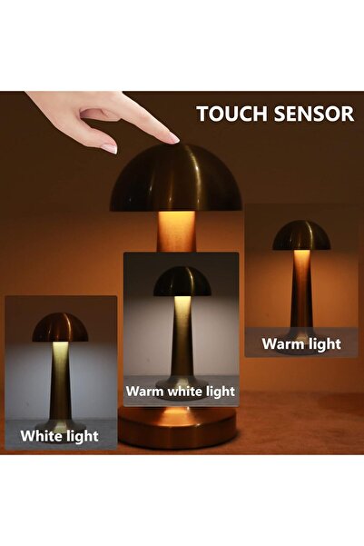 AWH Nusogon Cordless Mushroom Lamp, Portable LED Touch Dimmable, 1800mAh Rechargeable Battery