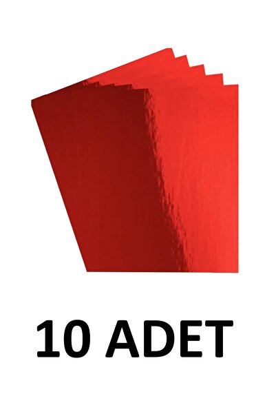 Ticon 10 Adet Kırmızı  Aynalı Fon Kartonu 50x70 Cm Metalik Fon Kartonu