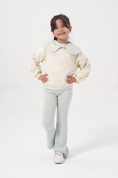 Minipodyum Girl's Bow Collar Detailed Tights Double Set