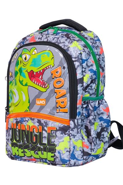 Wia Green Dinosaur Patterned Boys' School Bag Set (3 Pieces)