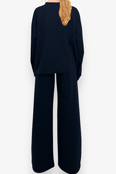 VAGGON Dámská námořnická modrá s výstřihem Bird Eye Detailní dvouvláknové kalhoty s potem a dvojitou kapsou