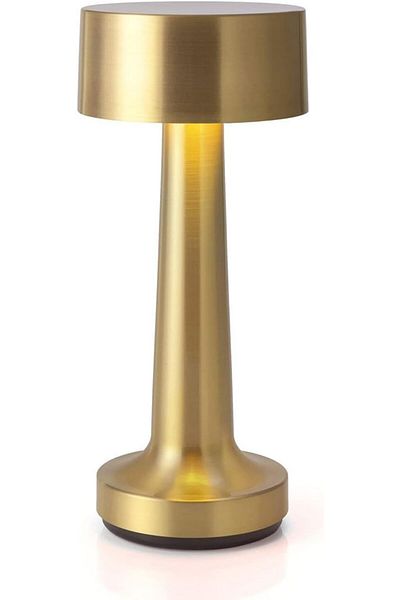 Generic مصباح مكتب ليلي LED محمول لاسلكي قابل لإعادة الشحن مزود بشريط استشعار لمس الكبريت، لون ذهبي