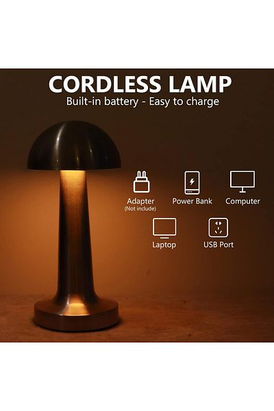 AWH Cordless Lamp, Rechargeable Touch Sensor Dimmable Night Light for Bedroom, Living Room (Silver)