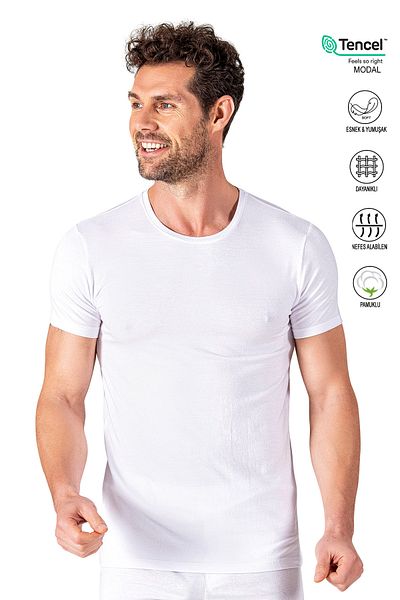 ÖZKAN underwear تي شيرت رجالي من Özkan 11144 برقبة دائرية من القطن المشروط