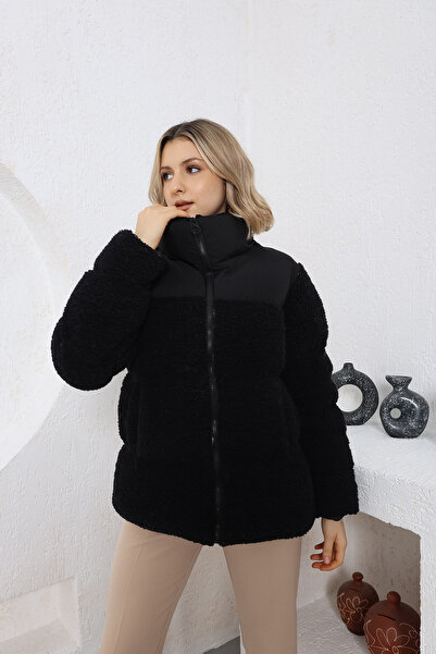 NEW RONİ Kadın Peluş Robalı Şişme Mont