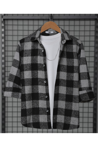 Mavi Sima Erkek Kırmızı Kareli Oduncu Desenli Gömleği