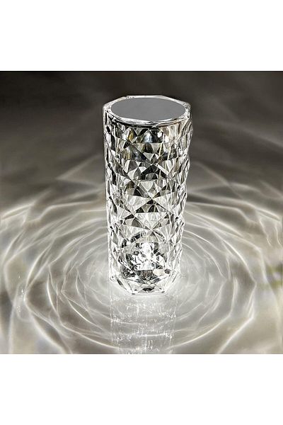 AWH Crystal Table Lamp, Touch Control LED Rose Lamp, Rechargeable 3-Color Acrylic Cordless Lamp