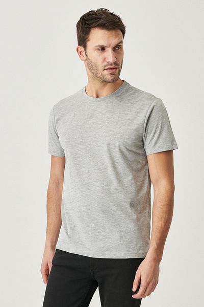 AC&Co / Altınyıldız Classics Férfi GraySlimFit Crew Neck Melange CottonBasicT-shirt