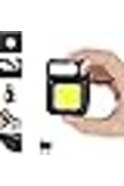 AWH Keychain Light - 4 Modes Rechargeable Mini Flashlight with Bracket, Bottle Opener, Magnet