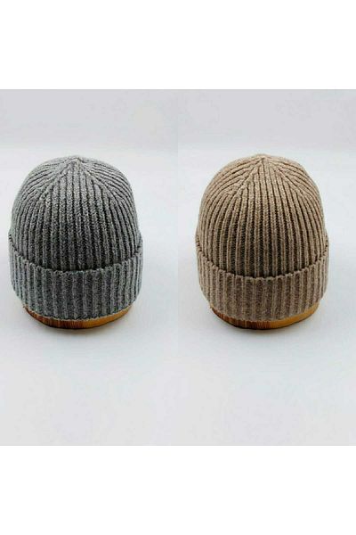SOFT AKSESUAR Unisex Knitted Double Solid Beanie Set