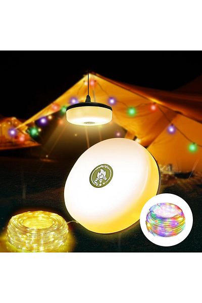 AWH Camping String Lights, Waterproof LED Outdoor Lights, 8 Modes, Rechargeable, for Patio & Tent