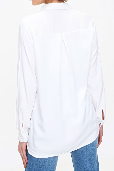 VAGGON Cămașă albă țesută de bază pentru femei