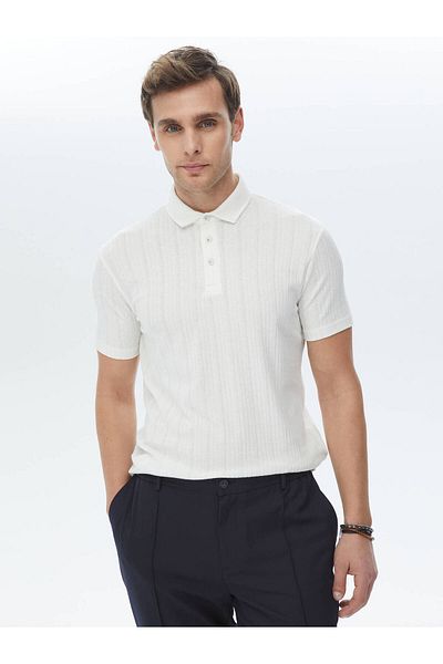 Kip Jacquard-T-Shirt aus Baumwollmischung mit Polokragen