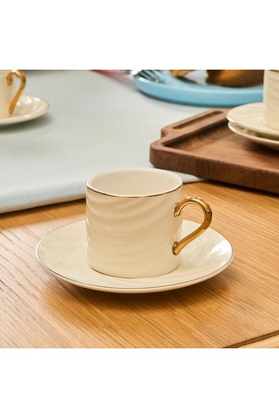 Karaca Ivory 90 ml 6-teiliges Kaffeeset, Weiß