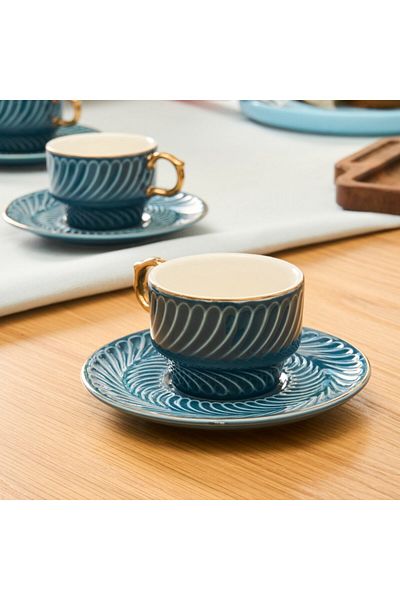 Karaca Olympian 90 ml 6-teiliges Kaffeeset, Blau