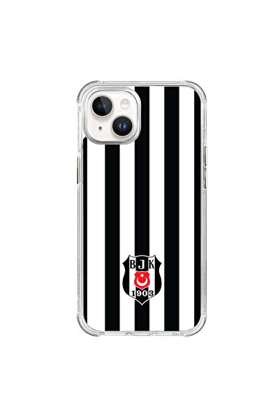 Beşiktaş iPhone 13 Beşiktaş Çubuklu Logo Şeffaf Telefon Kılıfı