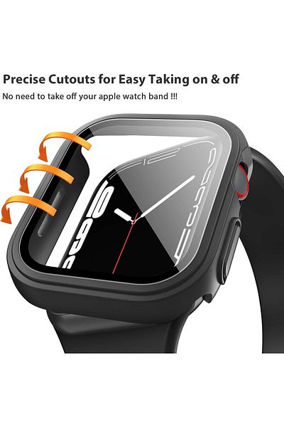 AWH 3-Pack Hard PC Case for Apple Watch 44mm SE Series 6/5/4, Full Protective Cover, Black/Blue