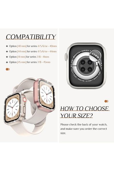 AWH 2-Pack Bling Case for Apple Watch 40mm SE 2nd Gen/Series 6/5/4, Glitter Diamond Bumper Cover