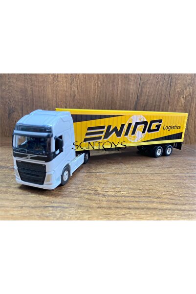 scntoys Volvo 4x2 ve Dorse Welly Tır Çekici Oyuncak Metal Tır Çekici Dorseli Oyuncak Tır Kapakları Açılır