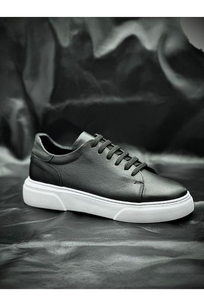 BESS SHOES Pantofi sport negri din piele naturală pentru bărbați – ortopedici, ușori, confortabili, talpă anti-alunecare, pantofi la modă, casual