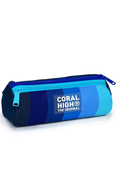 Coral High Παιδική πολύχρωμη ριγέ τσάντα μολυβιού τριών διαμερισμάτων 11195