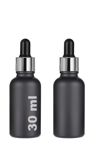 Afracam 30 ml Mat Siyah Cam Damlalıklı Serum Şişesi 30 cc Gümüş Metal Kapaklı...
