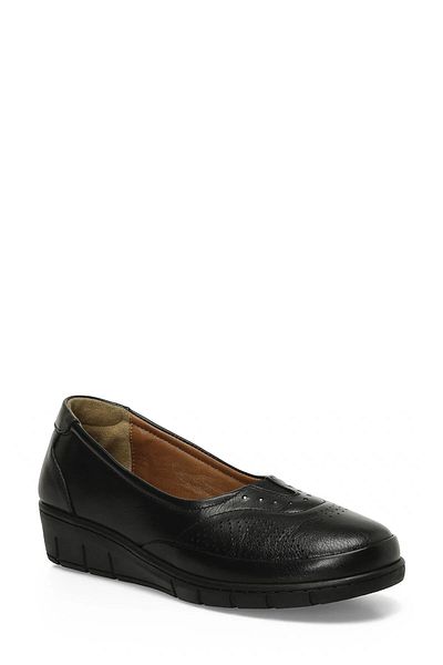 Polaris 105443   Black Genuine Leather Orthopedic (5 Point) Women's Shoes