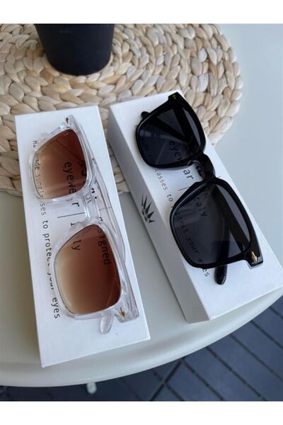 WATCHOFROYAL Vintage Women's Sunglasses - Black Transparent, Men's Sunglasses Uv-400 Glass