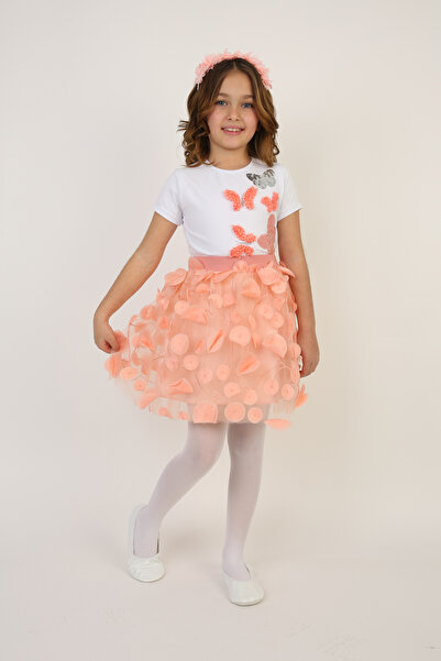 Dıgıl Kids Girls' Suit April 23 Costume Butterfly Badi Pomegranate Blossom Skirt
