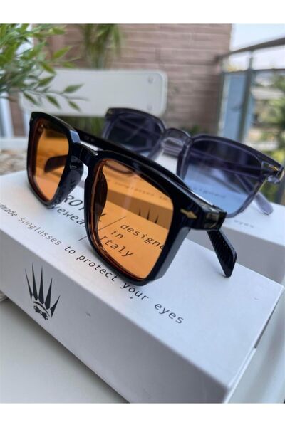 WATCHOFROYAL Vintage Grey-Orange Set of Two Sunglasses - Men and Women Uv-400 Glass